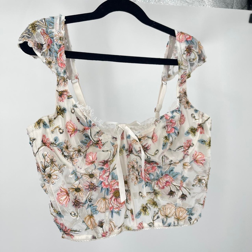 Victoria's Secret Dream Angels Floral Lace Corset Bustier Top XS Coquette Bow